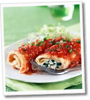 Canelones rellenos de espinaca y atn